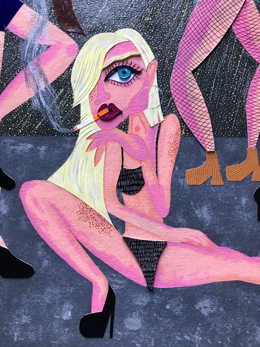 Les prostis tuées, 100 x 70 cm, 2022.&nbsp;(Vendu)